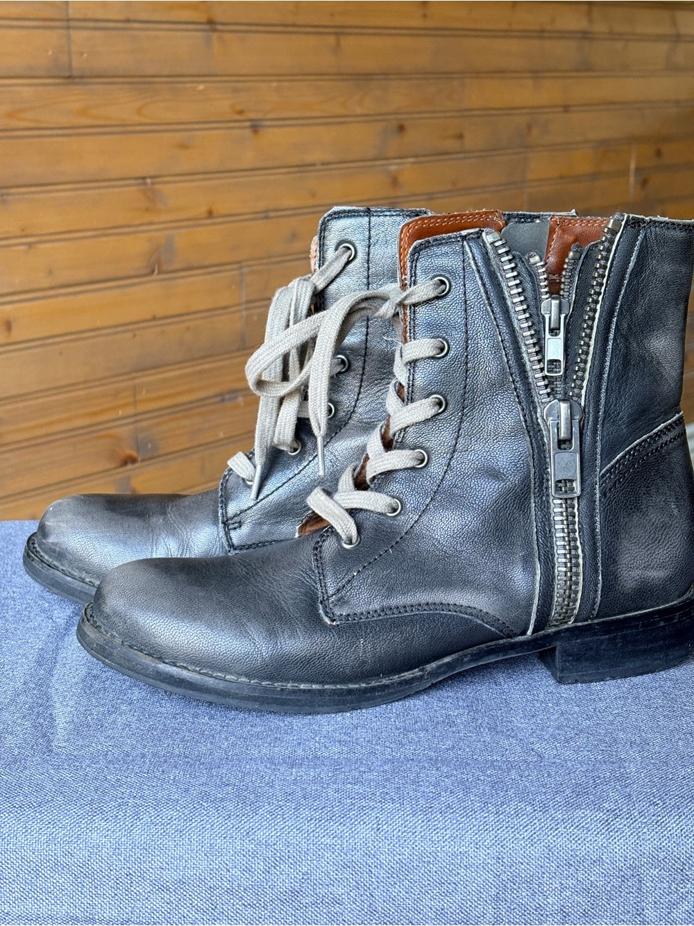 MIA Heritage Fatina Distressed Leather Combat Boots - Picture 5 of 16